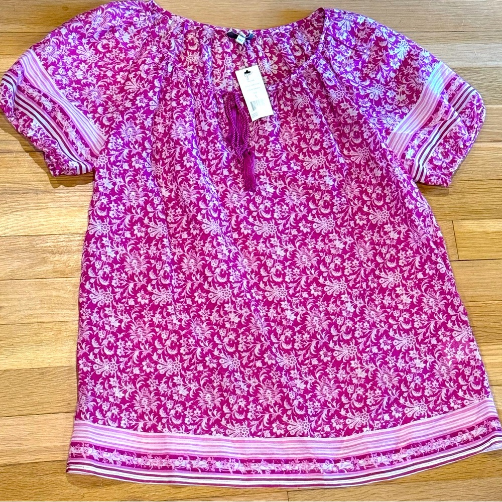 NWT Joie Tanger Veberna Purple Floral Sheer Silk Blend Top Small S